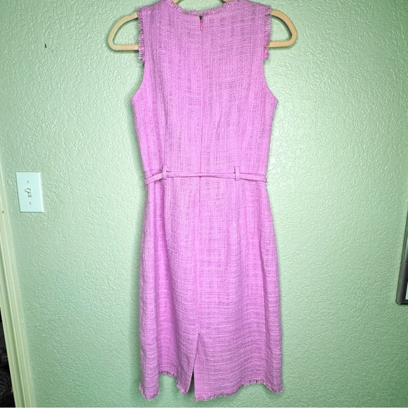 J. Crew Belted Textured Tweed Sheath Dress in Sundrenched Peony Pink Sz 4 - Picture 9 of 12